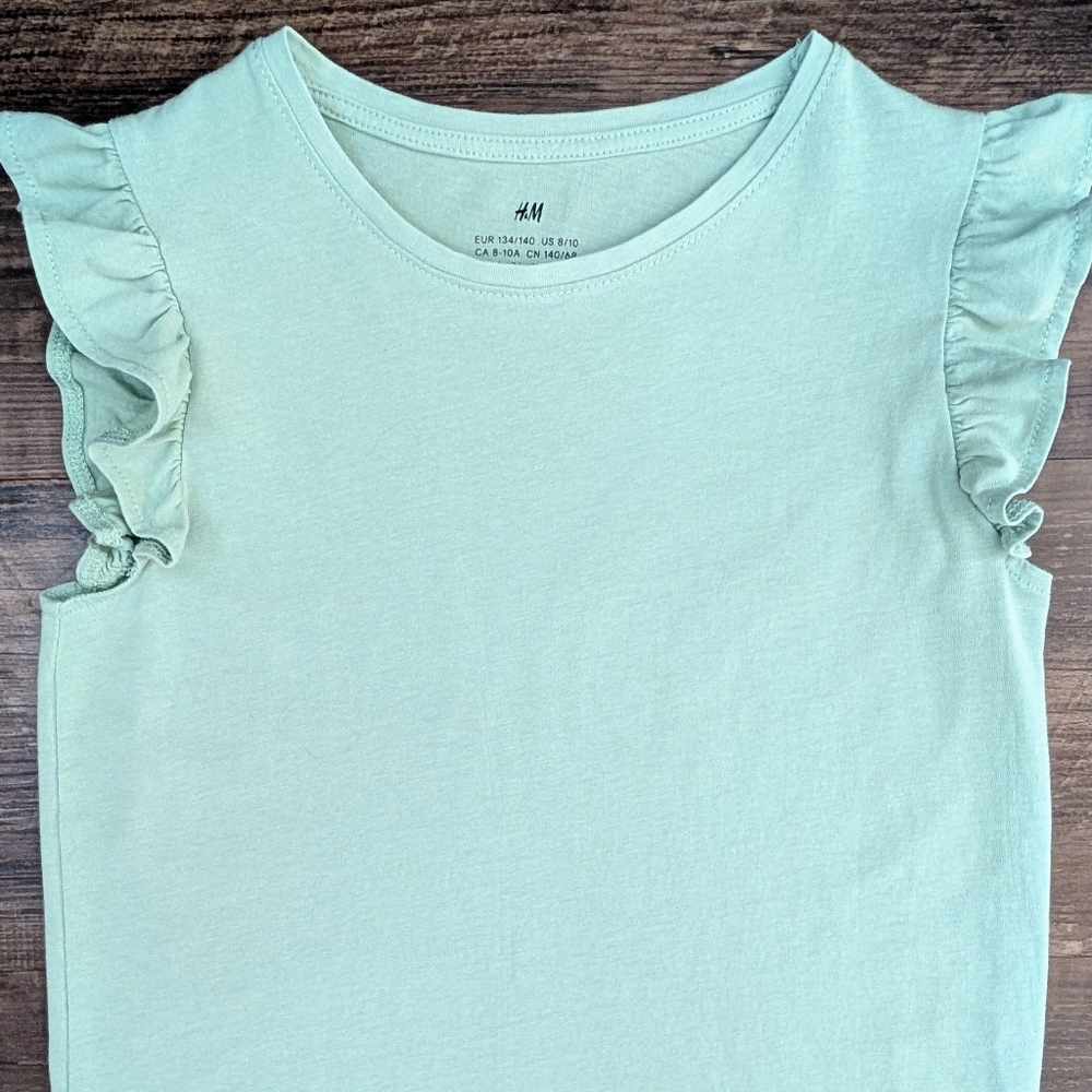 H&M Mint Green Flutter Sleeve Tee Shirt
